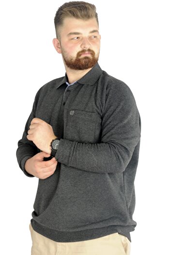 ModeXL Ανδρικό πουκάμισο πόλο Mode Xl με τσέπες Selanik Basic 20441 Antramelange