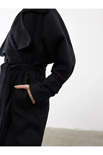 Juste Studio Knitted Wide Collar Oversize Trench Coat