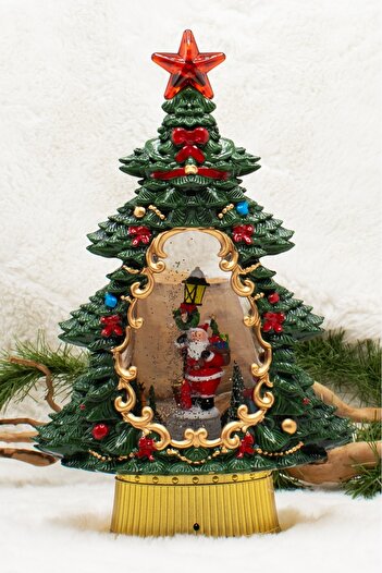 Waldern Luxury Decorative Pine Tree Snow Globe Santa Claus Christmas Ornament 37cm