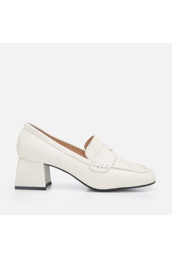 Hotiç Genuine Leather Hotiç Beige Classic Heeled Shoes