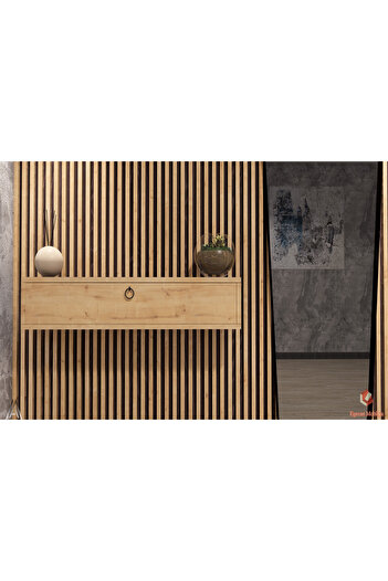 Egecan Mobilya 90cm Meşe Kapaklı Dresuar Salon Antre Hol Oturma Odası Askıda Kulplu Dolap Dresuar