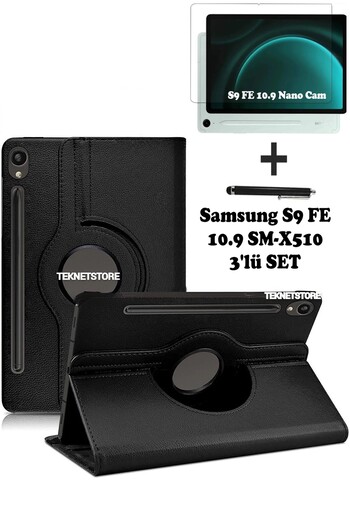 TEKNETSTORE سامسونج جالاكسي تاب S9 FE مقاس 10.9 بوصة متوافق مع تابلت 360 درجة من جلد البولي يوريثان Sm-x510