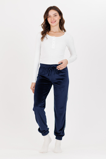Ecrou Women's Navy Blue Ecru Stripe Rubber Leg Trousers PJM