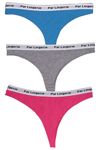 par lingerie pl Blue-Grey-Fuchsia Women's 3-Piece String Thong Set