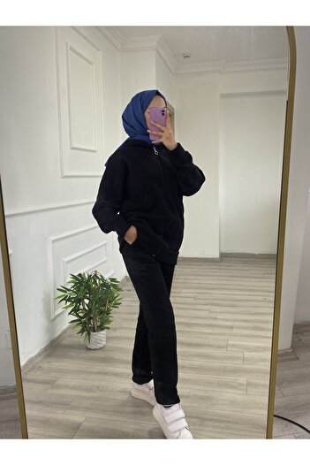Arden Scarf Σετ με φερμουάρ με κουκούλα με τρεις κλωστές πάνω-κάτω
