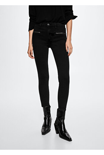 MANGO Woman Biker Style Skinny Jean Pants