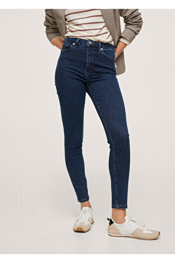 MANGO Woman Women's Dark Blue High Waist Skinny Jean Trousers