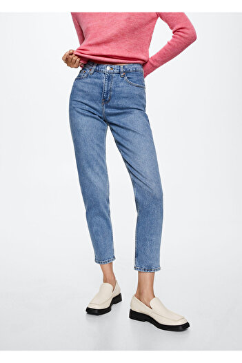 MANGO Woman Blugi Mom Comfort cu talie înaltă