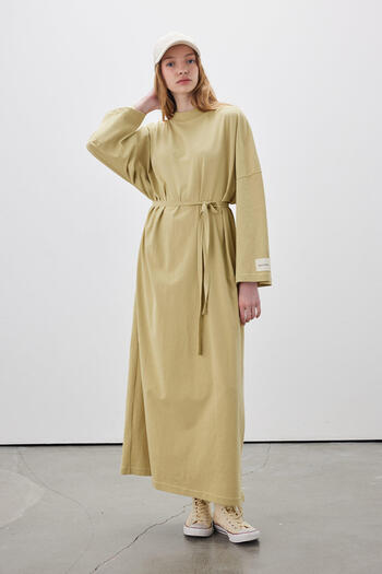 Manuka Oversized Μακρύ Casual Φόρεμα Κίτρινο