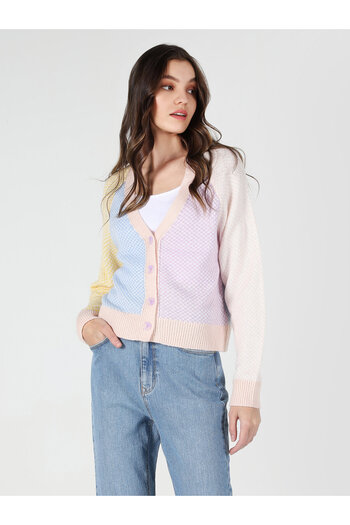 Colin's Regular Fit Patterned Multicolored Women's Cardigan