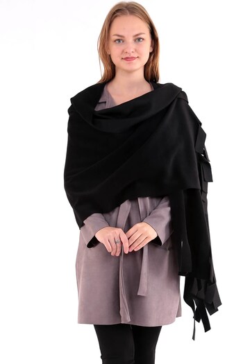 Deafox Tassel Detailed Women's Fleece Shawl