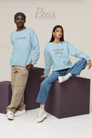 Pear Wear Boss Real Boss з принтом Подвійний худі Unisex Oversize Костюм для закоханих 2-х частинний світшот