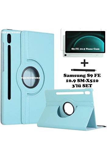 TEKNETSTORE سامسونج جالاكسي تاب S9 FE مقاس 10.9 بوصة متوافق مع تابلت 360 درجة من جلد البولي يوريثان Sm-x510