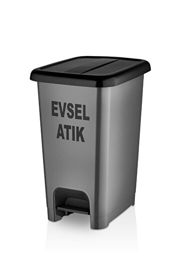 Ceymop Pro Turuncu Slim Pedallı Tıbbi Atık Kovası 30 LT - Slim Pedallı Gri Evsel Atık Kovası 30 LT