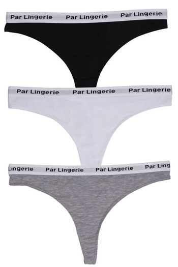 par lingerie pl Black-White-Grey Women's 3-Piece String Thong Set