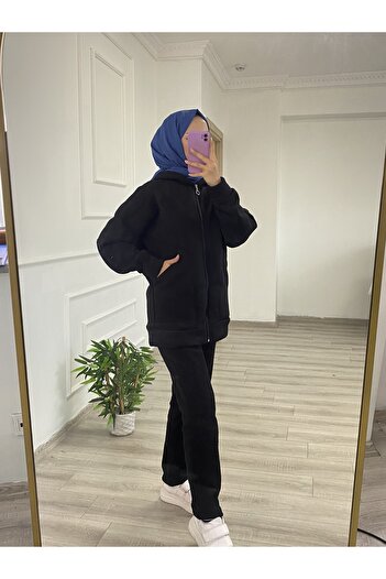 Arden Scarf Σετ με φερμουάρ με κουκούλα με τρεις κλωστές πάνω-κάτω