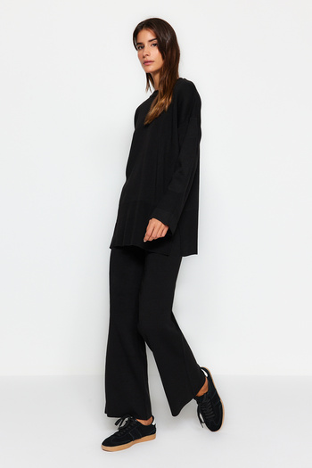 Trendyol Modest Black Comfortable Knitwear Bottom-Top Set TCTAW24US00114