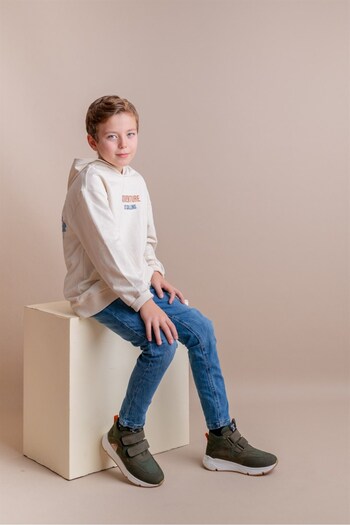 kids A more Avril Double Velcro Leather Boy's Boots Khaki