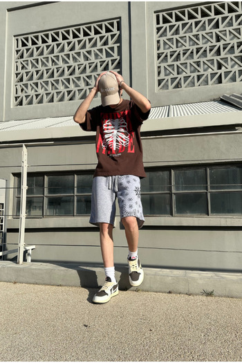serline Bandana Patterned Gray Shorts