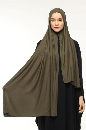 Altobeh Ready Practical Snap-on Luxury Organic Plain Combed Shawl Cross Aligned Army Green