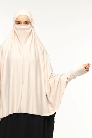 Altobeh Sleeve Souffle Abaya Top with Veil Practical Hijab Hijab - Nikaplı Prayer Cover Dust Powder