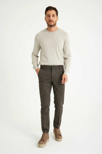 Just Like You Kahve Slim Fit Yandan Cepli Erkek Pantolon