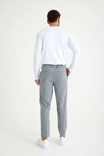 Just Like You Gri Slim Fit Beli Lastikli Erkek Pantolon