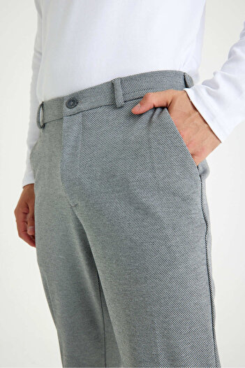 Just Like You Gri Slim Fit Beli Lastikli Erkek Pantolon