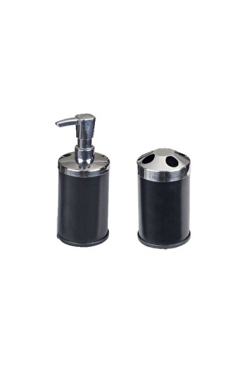 Maxiflow Stainless Chrome Black Liquid Soap Dispenser And Brush Holder