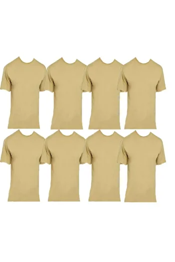 askerpaketi 8 Pack Military Half Sleeve Undershirt Khaki Color