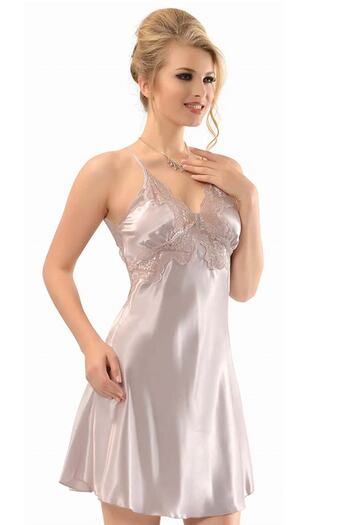 NBB Ecru Backless Satin Nightgown