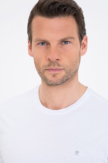 Pierre Cardin Λευκό Slim Fit Crew Neck Basic T-shirt