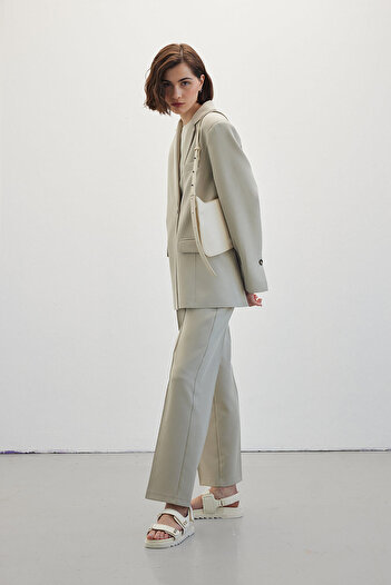 Manuka Wide Leg Fabric Trousers Çağla