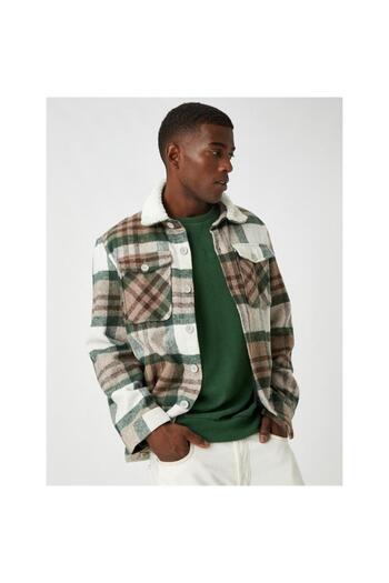 Koton 3wam20169hw Gray Plaid 0c2 Men's Acrylic Outerwear Jacket