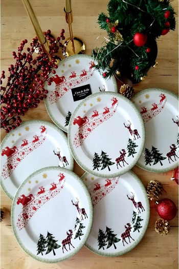 CASA DE BELLA Christmas Patterned Serving Plate for 6 People 25cm