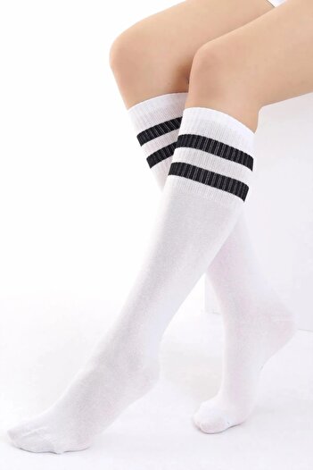 TİSTA Women's Stylish Cotton Quality Striped Patterned Knee High Socks