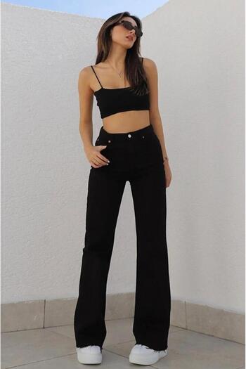 LAMİRA PALAZZO BLACK JEANS WIDE LEG