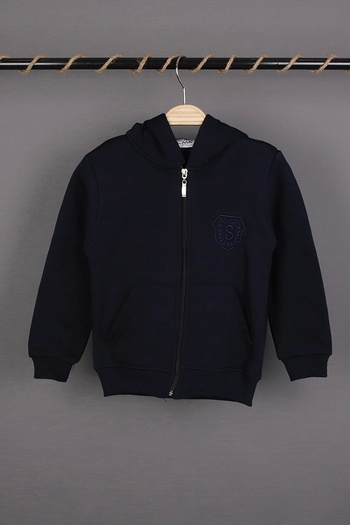 NSE COLLECTION Children's Navy Blue Color School Cardigan with Rosette 3 Thread Raster