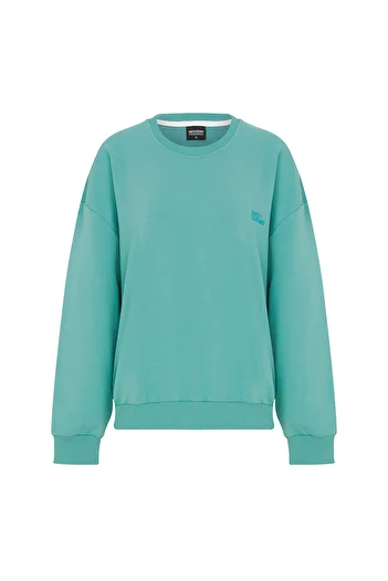 Eazy Co Λεπτό φούτερ Eazy Basic Oversize Unisex Κίτρινο Πράσινο Crew Neck