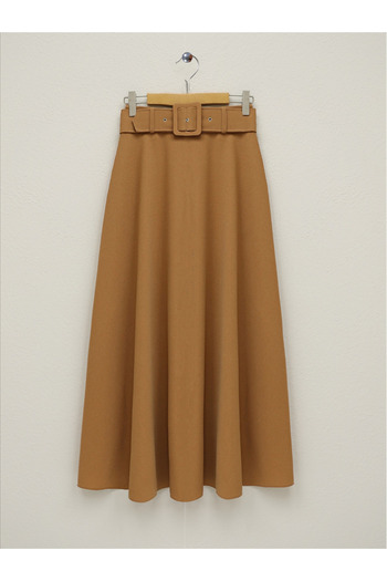 Modamorfo Mevlana Crepe Skirt with Belt Buckle