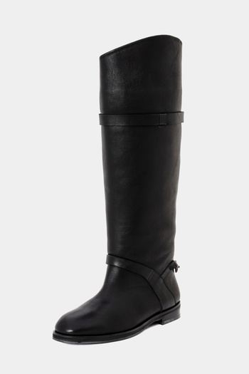 Perspective Black Color Flat Sole Women's Boots