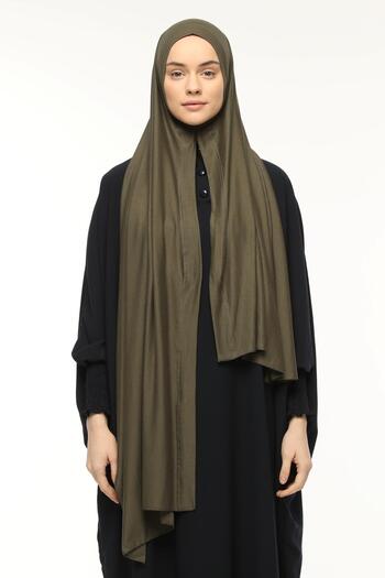 Altobeh Ready Practical Snap-on Luxury Organic Plain Combed Shawl Cross Aligned Army Green
