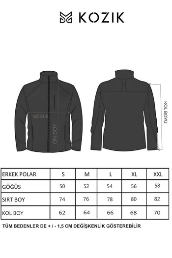 Kozik Ανδρική ζακέτα από φλις Anthracite Shoftsell Standard Fit Full Zipper 3 τσέπες
