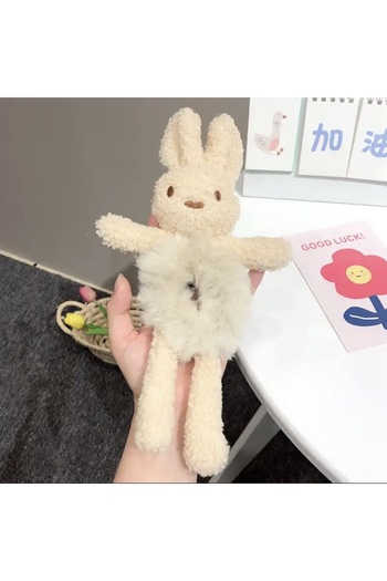 SHEKER HOME Plush Rabbit Buckle Knob Buckle Bagel Buckle 1 Piece - Ecru