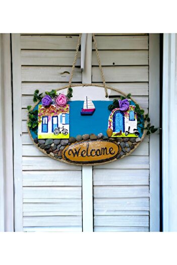 Mixperi Sailor Welcome Written Hand Painted Colorful Door Ornament