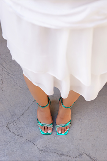 LAMİNTA Mariner Green Stone Detailed Women's Heeled Shoes