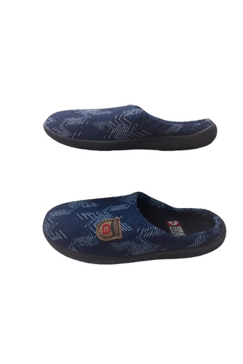 GEZER Unisex Navy Blue Line Patterned Indoor Slippers