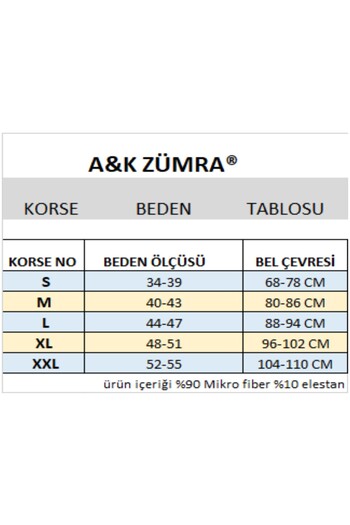 A&K ZÜMRA Soft Fabric Waist, Belly and Hip Enhancer High Waist Corset with Cuffs White