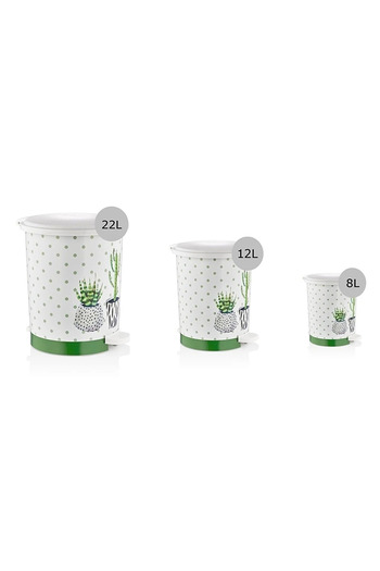 Bayev 3-Piece Cactus Pattern Pedal Trash Can 8/12/22 Liters