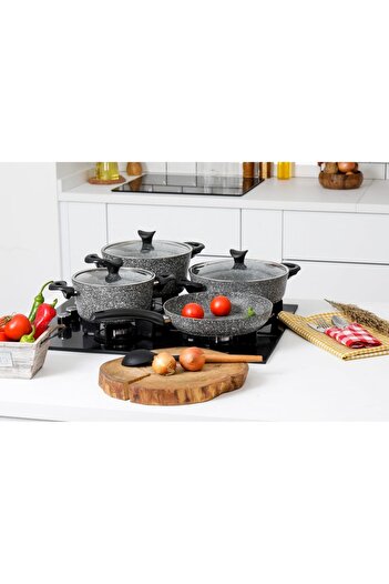 Taç Induction Master Cook 4-Piece 7-Piece Granite Pot Set Gray